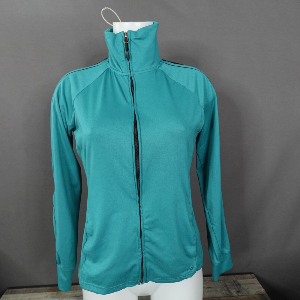 Champion Womens Track Jacket Small Teal Zip Funnel Neck Gym Workout Activewear